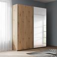 Beluga Extra Sliding Wardrobe - 137cm - 2 Door - Mirror - Artisan Oak