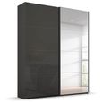 Beluga Extra Sliding Wardrobe - 137cm - 2 Door - Mirror - Graphite & Basalt Glass