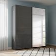 Beluga Extra Sliding Wardrobe - 137cm - 2 Door - Mirror - Graphite & Basalt Glass