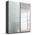 Beluga Extra Sliding Wardrobe - 137cm - 2 Door - Mirror - Graphite & Silk Grey Glass
