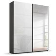 Beluga Extra Sliding Wardrobe - 137cm - 2 Door - Mirror - Graphite & White Glass
