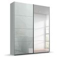 Beluga Extra Sliding Wardrobe - 137cm - 2 Door - Mirror - Silk Grey & Silk Grey Glass