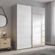 Beluga Extra Sliding Wardrobe - 137cm - 2 Door - Mirror - Silk Grey & White High Gloss