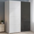 Beluga Extra Sliding Wardrobe - 181cm - 2 Door - Alpine White & Basalt Glass Front