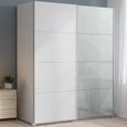 Beluga Extra Sliding Wardrobe - 181cm - 2 Door - Alpine White & Silk Grey Glass Front