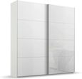 Beluga Extra Sliding Wardrobe - 181cm - 2 Door - Alpine White & White Glass Front
