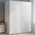 Beluga Extra Sliding Wardrobe - 181cm - 2 Door - Alpine White & White Glass Front