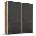 Rauch Beluga Extra 181cm 2 Door Sliding Wardrobe - Artisan Oak and Basalt Glass