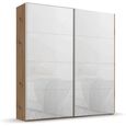 Rauch Beluga Extra 181cm 2 Door Sliding Wardrobe - Artisan Oak and White Glass