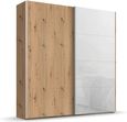 Beluga Extra Sliding Wardrobe - 181cm - 2 Door - Artisan Oak & White Glass Front