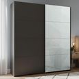 Beluga Extra Sliding Wardrobe - 181cm - 2 Door - Graphite & Silk Grey Glass Front