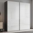 Beluga Extra Sliding Wardrobe - 181cm - 2 Door - Graphite & White High Gloss