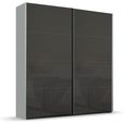 Rauch Beluga Extra 181cm 2 Door Sliding Wardrobe - Silk Grey and Basalt Glass