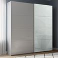 Beluga Extra Sliding Wardrobe - 181cm - 2 Door - Silk Grey & Silk Grey Glass Front