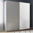 Beluga Extra Sliding Wardrobe - 181cm - 2 Door - Silk Grey & White Glass Front