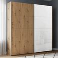 Beluga Extra Sliding Wardrobe - 181cm - 2 Door - White High Gloss & Artisan Oak Front