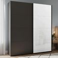 Beluga Extra Sliding Wardrobe - 181cm - 2 Door - White High Gloss & Graphite Front