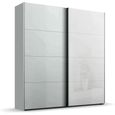 Beluga Extra Sliding Wardrobe - 181cm - 2 Door - White High Gloss & Silk Grey Front