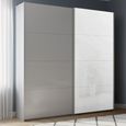 Beluga Extra Sliding Wardrobe - 181cm - 2 Door - White High Gloss & Silk Grey Front