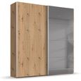 Rauch Beluga Extra 181cm 2 Door Sliding Wardrobe with Grey Mirror - Artisan Oak
