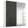 Beluga Extra Sliding Wardrobe - 181cm - 2 Door - Mirror - Alpine White & Basalt Glass
