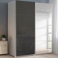 Beluga Extra Sliding Wardrobe - 181cm - 2 Door - Mirror - Alpine White & Basalt Glass