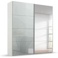 Beluga Extra Sliding Wardrobe - 181cm - 2 Door - Mirror - Alpine White & Silk Grey Glass