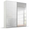 Beluga Extra Sliding Wardrobe - 181cm - 2 Door - Mirror - Alpine White & White Glass