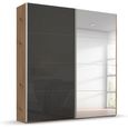 Beluga Extra Sliding Wardrobe - 181cm - 2 Door - Mirror - Artisan Oak & Basalt Glass