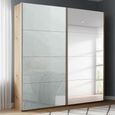 Beluga Extra Sliding Wardrobe - 181cm - 2 Door - Mirror - Artisan Oak & Silk Grey Glass