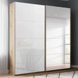 Beluga Extra Sliding Wardrobe - 181cm - 2 Door - Mirror - Artisan Oak & White Glass
