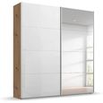 Beluga Extra Sliding Wardrobe - 181cm - 2 Door - Mirror - Artisan Oak & White High Gloss