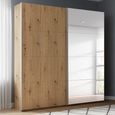 Beluga Extra Sliding Wardrobe - 181cm - 2 Door - Mirror - Artisan Oak