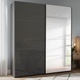 Beluga Extra Sliding Wardrobe - 181cm - 2 Door - Mirror - Graphite & Basalt Glass