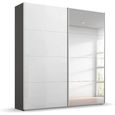 Beluga Extra Sliding Wardrobe - 181cm - 2 Door - Mirror - Graphite & White High Gloss
