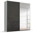 Beluga Extra Sliding Wardrobe - 181cm - 2 Door - Mirror - Silk Grey & Basalt Glass