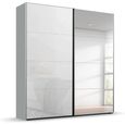 Beluga Extra Sliding Wardrobe - 181cm - 2 Door - Mirror - Silk Grey & White Glass