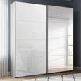 Beluga Extra Sliding Wardrobe - 181cm - 2 Door - Mirror - Silk Grey & White Glass