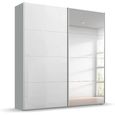 Beluga Extra Sliding Wardrobe - 181cm - 2 Door - Mirror - Silk Grey & White High Gloss