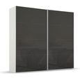 Rauch Beluga Extra 226cm 2 Door Sliding Wardrobe - Alpine White and Basalt Glass
