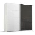Beluga Extra Sliding Wardrobe - 226cm - 2 Door - Alpine White & Basalt Glass Front
