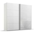 Beluga Extra Sliding Wardrobe - 226cm - 2 Door - Alpine White & White Glass Front