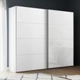Beluga Extra Sliding Wardrobe - 226cm - 2 Door - Alpine White & White Glass Front