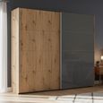 Beluga Extra Sliding Wardrobe - 226cm - 2 Door - Artisan Oak & Basalt Glass Front