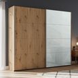Beluga Extra Sliding Wardrobe - 226cm - 2 Door - Artisan Oak & Silk Grey Glass Front