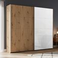 Beluga Extra Sliding Wardrobe - 226cm - 2 Door - Artisan Oak & White Glass Front