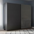 Beluga Extra Sliding Wardrobe - 226cm - 2 Door - Graphite & Basalt Glass Front