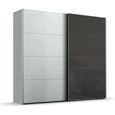 Beluga Extra Sliding Wardrobe - 226cm - 2 Door - Silk Grey & Basalt Glass Front