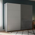 Beluga Extra Sliding Wardrobe - 226cm - 2 Door - Silk Grey & Basalt Glass Front