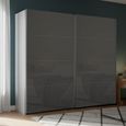 Rauch Beluga Extra 226cm 2 Door Sliding Wardrobe - Silk Grey and Basalt Glass